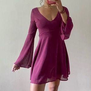 Burgundy Tobi Bell Sleeve Back Cutout Dress